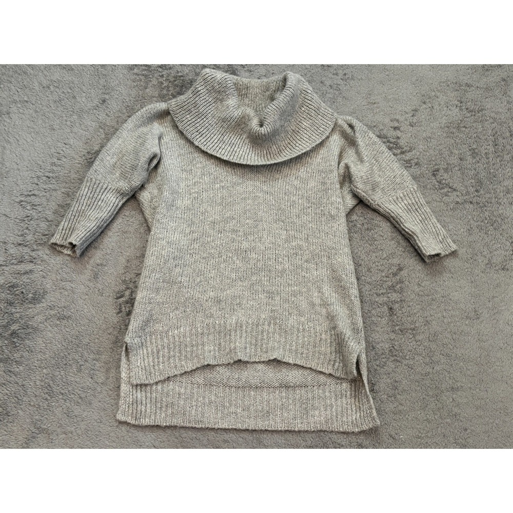 Express Sweater Womens Small Gray Shimmer Cowl Neck Pullover Dolman Sleeve